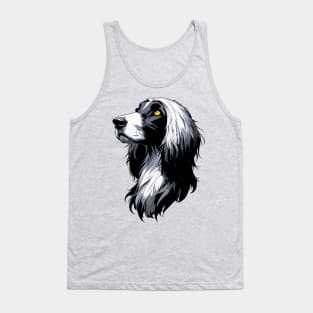 Stunning and Cool Afghan Hound Monochrome and Gold Portrait for Father's Day Tank Top